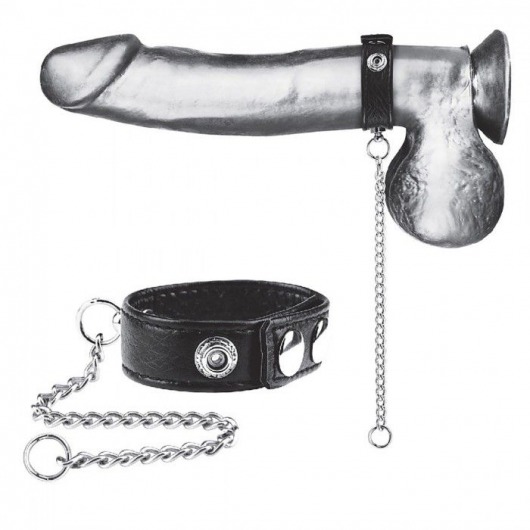 Утяжка на пенис с поводком Snap Cock Ring With 12  Leash - BlueLine - купить с доставкой в Кемерово