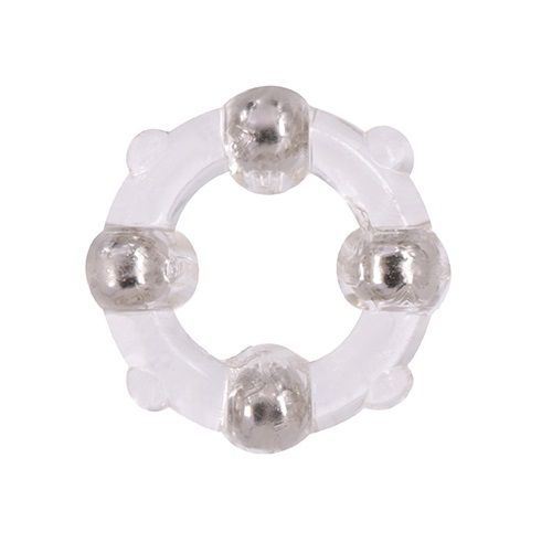 Эрекционное кольцо с 4 бусинами MENZSTUFF STUD RING CLEAR - Dream Toys - в Кемерово купить с доставкой