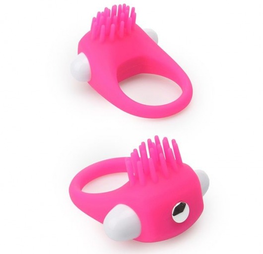 Розовое эрекционное кольцо с щеточкой LIT-UP SILICONE STIMU RING 5 - Dream Toys - в Кемерово купить с доставкой