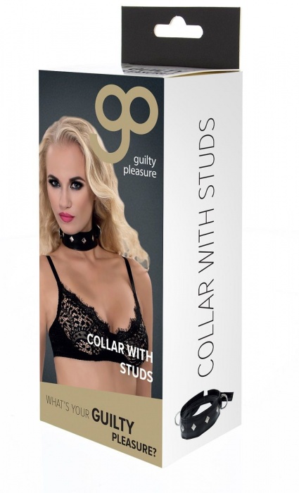 Полиуретановый ошейник с пуклями и D-кольцами Collar with Studs - Blush Novelties - купить с доставкой в Кемерово