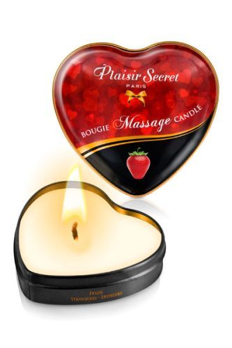 Массажная свеча с ароматом клубники Bougie Massage Candle - 35 мл. - Plaisir Secret - купить с доставкой в Кемерово