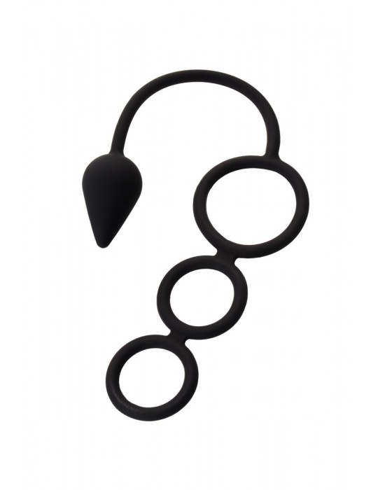 Тройное эрекционное кольцо с анальным хвостом Drop S-size - Erotist Adult Toys - в Кемерово купить с доставкой