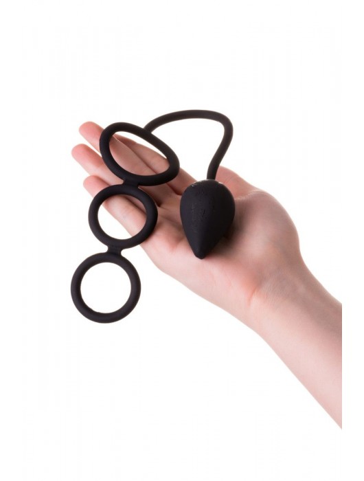 Тройное эрекционное кольцо с анальным хвостом Drop S-size - Erotist Adult Toys - в Кемерово купить с доставкой