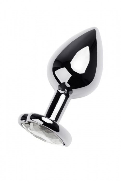 Серебристая анальная пробка с прозрачным кристаллом-сердцем - 8 см. - ToyFa - купить с доставкой в Кемерово