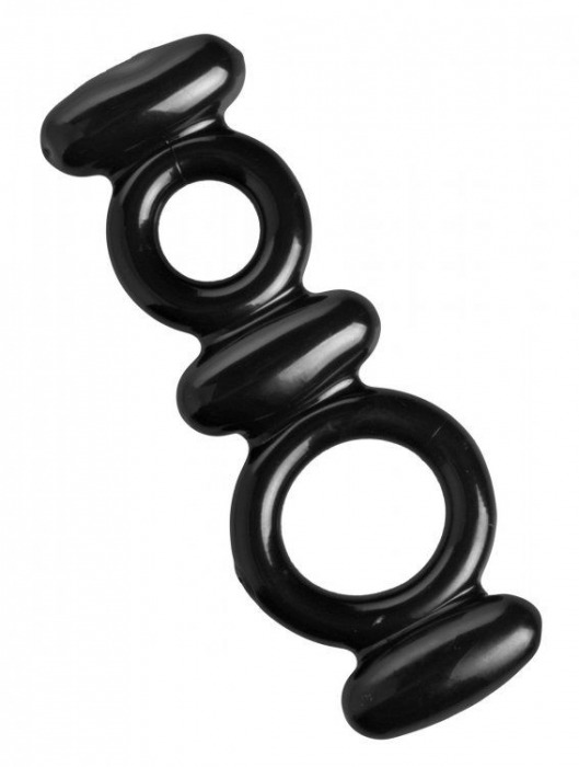 Двойное эрекционное кольцо Dual Stretch To Fit Cock and Ball Ring - XR Brands - в Кемерово купить с доставкой