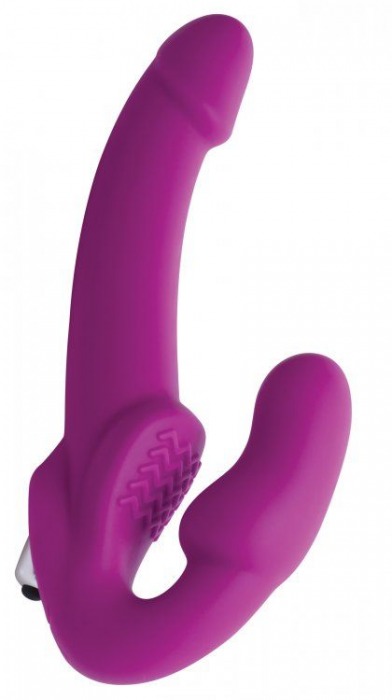 Ярко-розовый безремневой вибрострапон Evoke Vibrating Strapless Silicone Strap-on Dildo - XR Brands - купить с доставкой в Кемерово