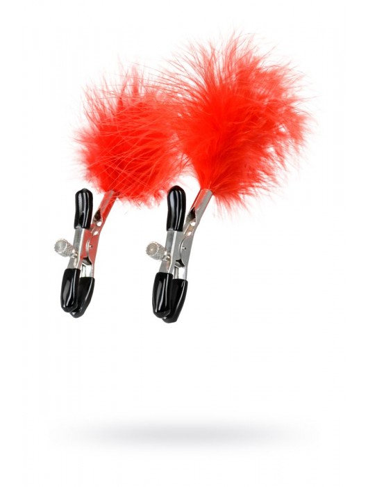 Зажимы для сосков с красным пухом Theatre - ToyFa - купить с доставкой в Кемерово
