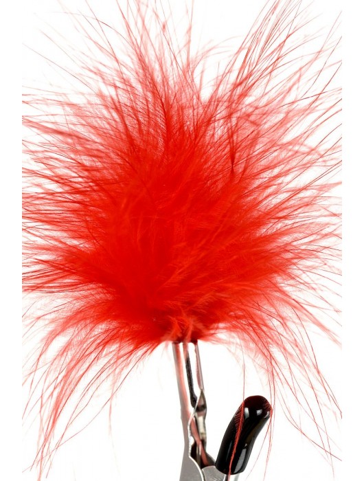 Зажимы для сосков с красным пухом Theatre - ToyFa - купить с доставкой в Кемерово